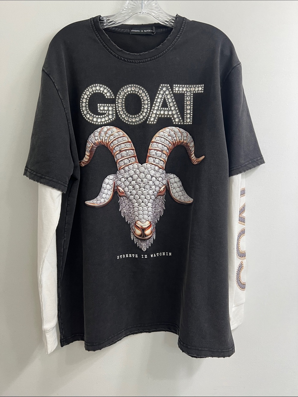 GOAT streetz iz watchin Graphic Layered Tee
